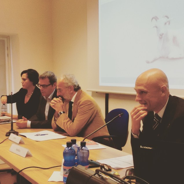 Andrea Romoli in primo piano, poi Gad Lerner, Fausto Biloslavo e Barbara Gruden