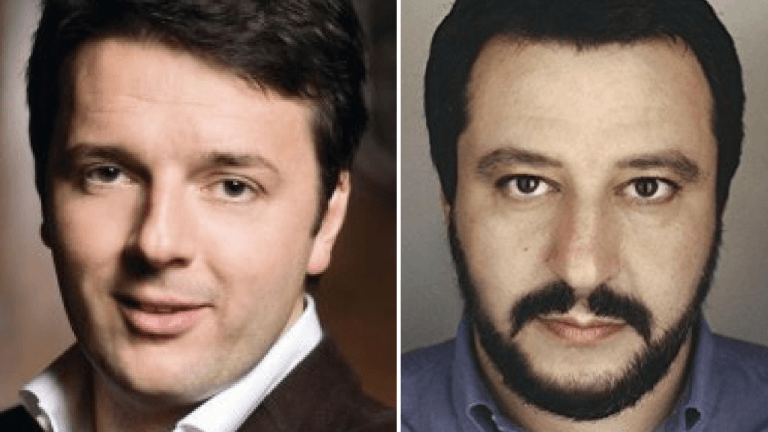 Primo piano di Renzi e Salvini