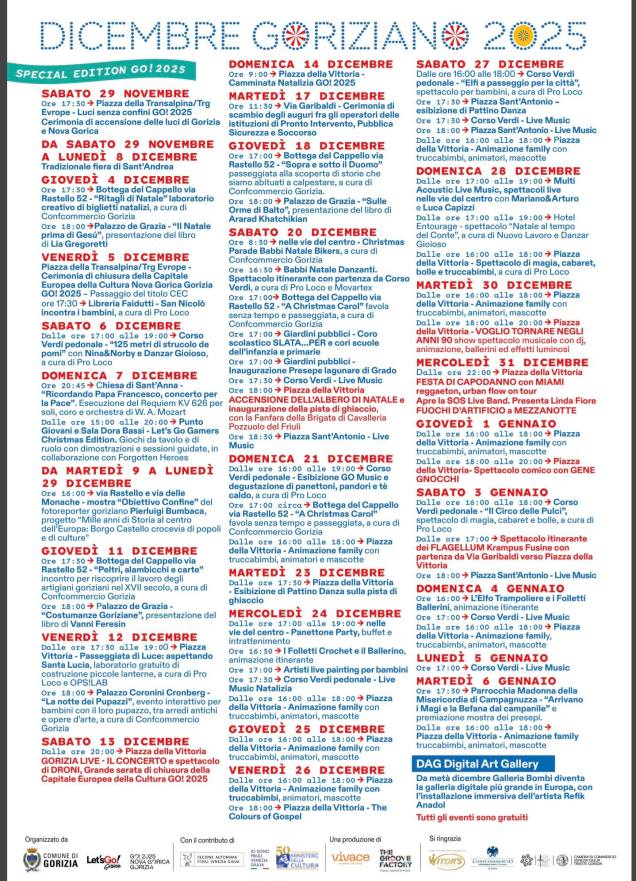Programma eventi Dicembre Goriziano 2025 e Capodanno GO!2025