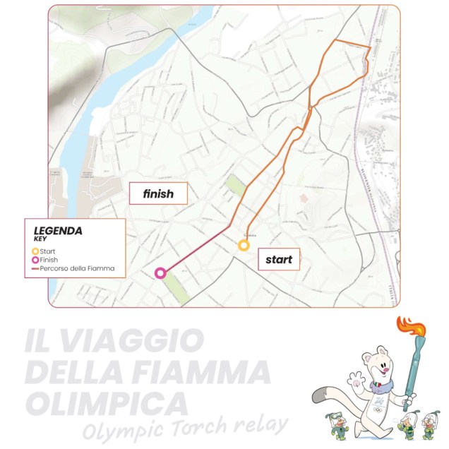 Mappa percorso fiaccola olimpica Gorizia centro partenza piazza municipio
